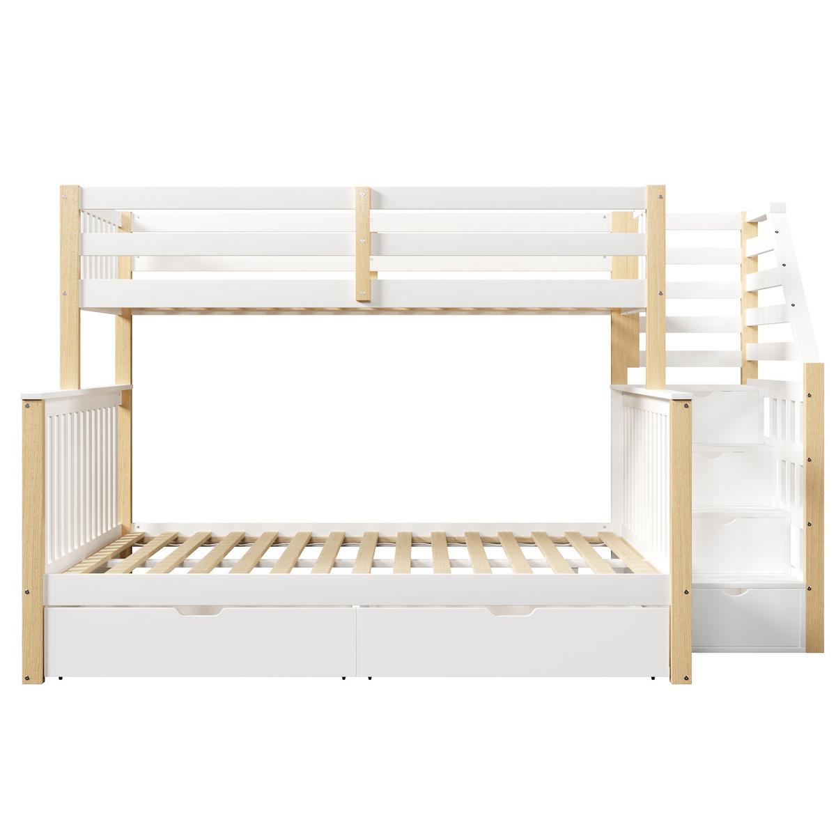 ETAGENBETT 90/140/200 cm DE-04833, mit Schubladen und Stauraum in Weiß - Weiß/Naturfarben, Holz/Holzwerkstoff (140/200cm) - ComfortXL