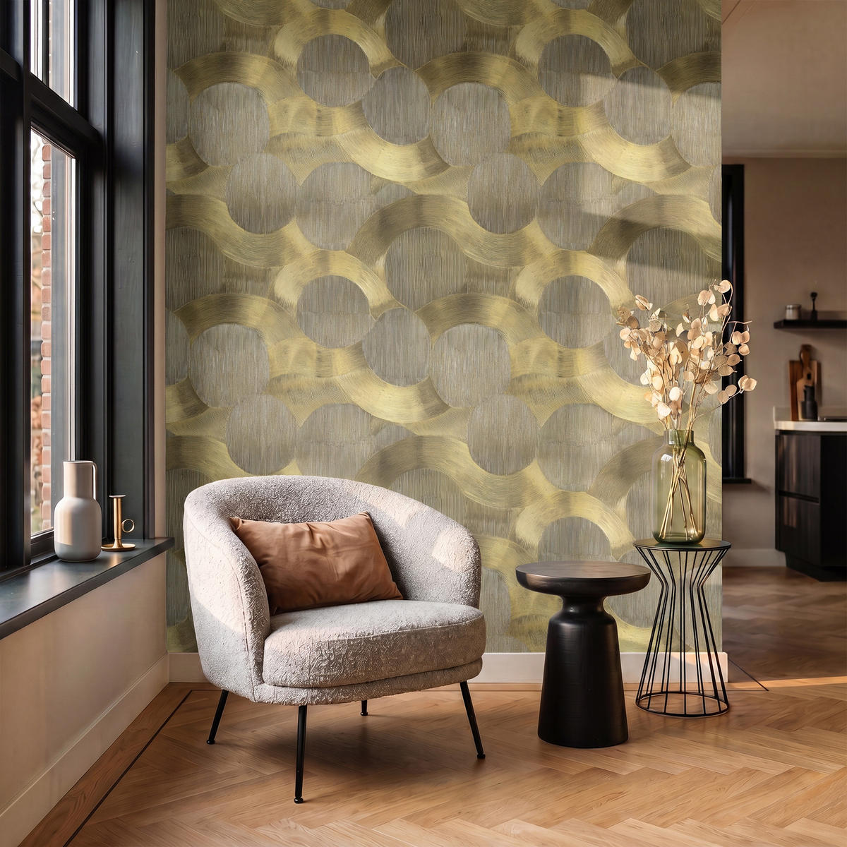 TAPETE - Modern - Geometrisch - Gold - 180x200 cm - Goldfarben, Papier (180/200cm) - OnlyWow