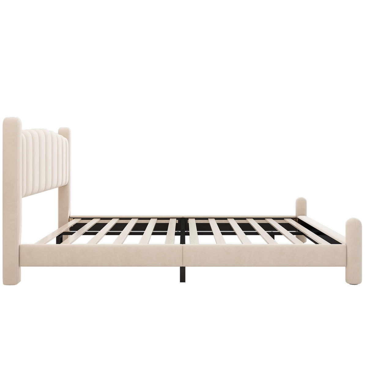 POLSTERBETT aus Samt 180x200 cm in Beige mit Lattenrost - Beige, Textil (180/200cm) - Modfu