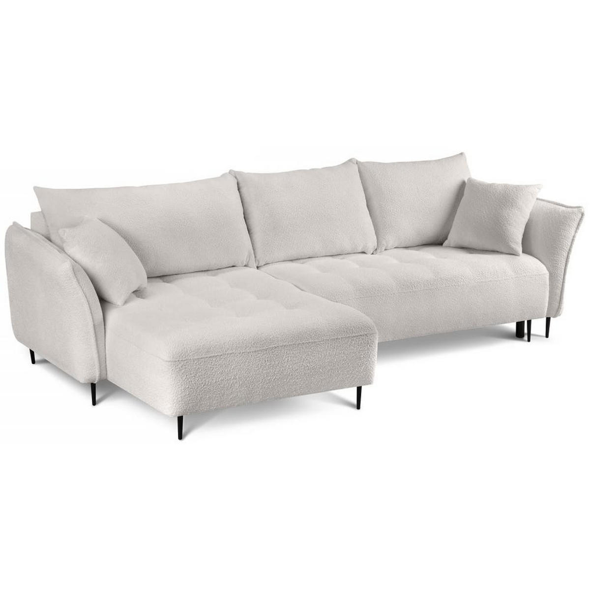 ECKSCHLAFSOFA Bari links beige - Beige/Schwarz, Textil (276/158cm) - Beautysofa