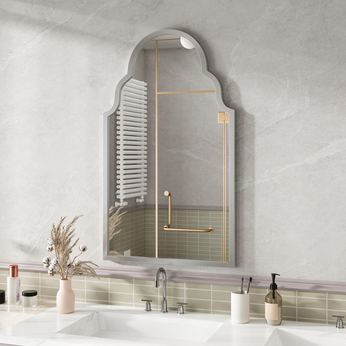 WANDSPIEGEL Rechteckig 61x101x3cm Silber mit Metallrahmen Für Badezimmer,Wohnzimmer,Flur - Silberfarben, Glas (61/101/3cm) - Modfu
