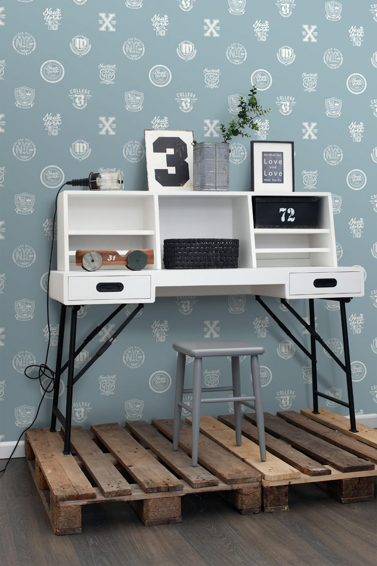 TAPETE Schulembleme 53 cm x 10.05 m - Blau, Papier (53/1000cm) - ESTAhome