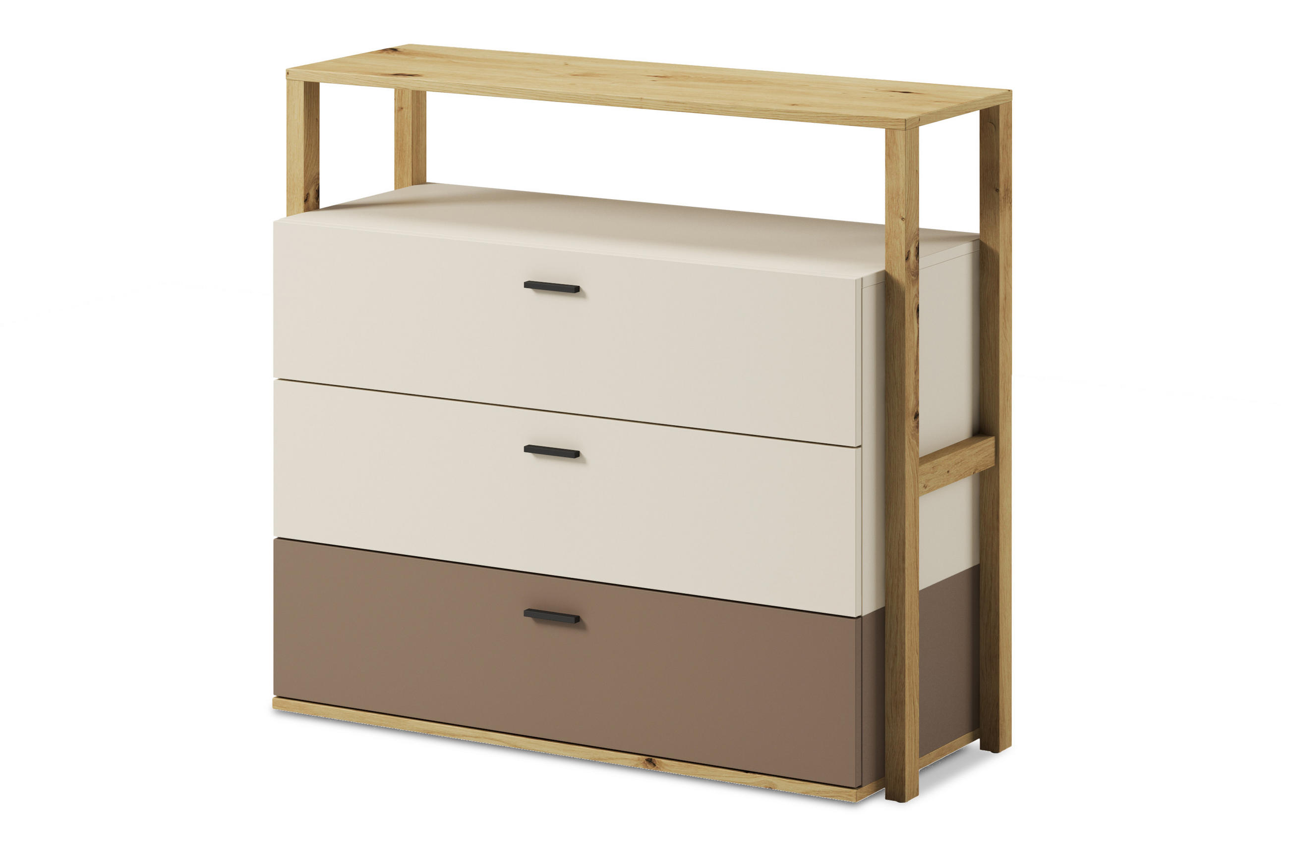 KINDERKOMMODE TRIDA mit Holzelementen, creme/braun/artisan Eiche - Creme/Braun, Holz (98/90/40cm) - KONSIMO®