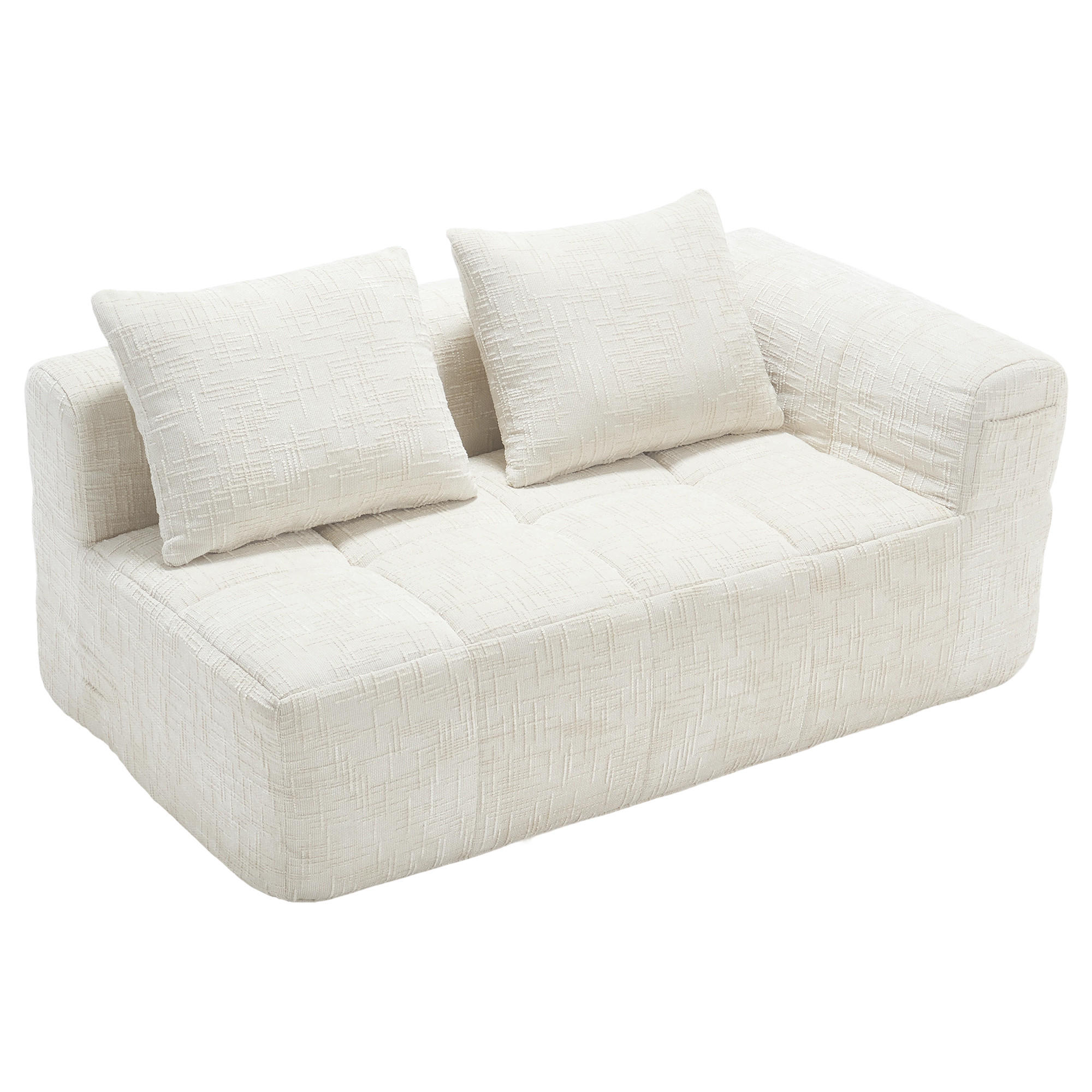 2-SITZER Sofa Chenille mit Chaiselongue und Seitentaschen 158/90/60 cm Beige - Beige, Textil (60/158/90cm) - Redom