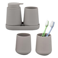 BAD-ACCESSOIRES-SET TESERO 5tlg., Soft-Touch, taupe - Taupe, Kunststoff (8.5/12/9cm) - eluno
