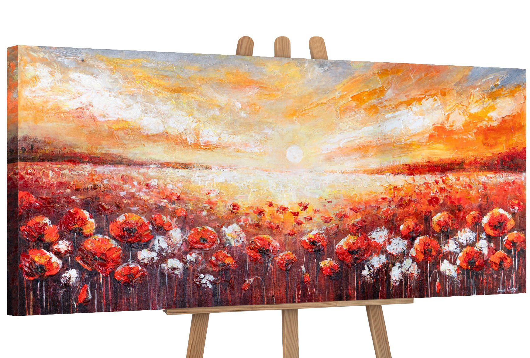 YS-art gallery Gemälde Rot 115x50 cm
