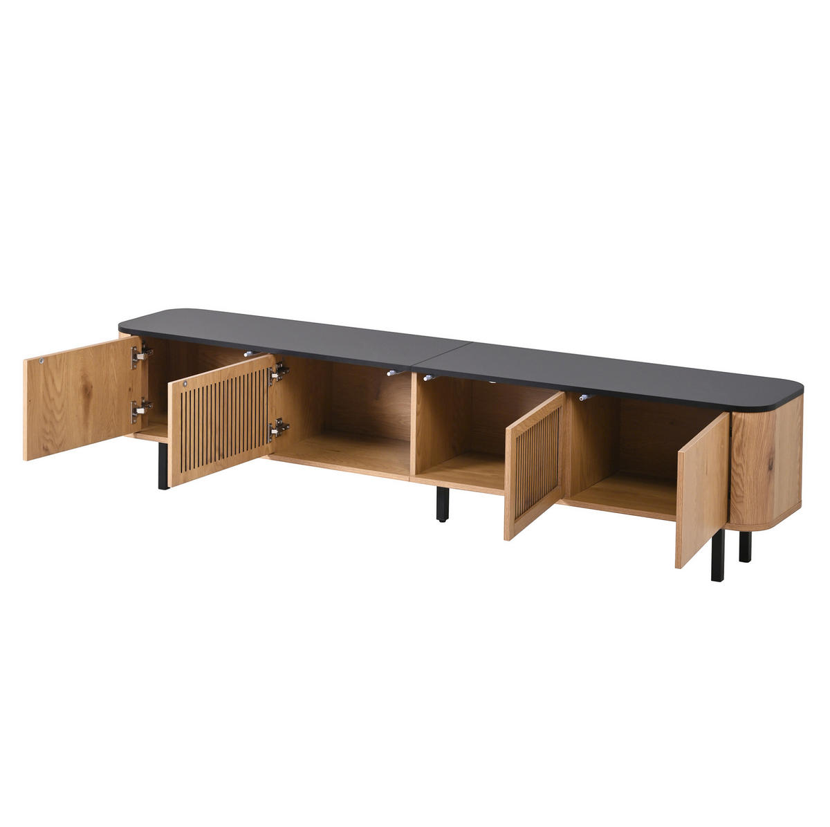 TV-SCHRANK 190/35/45 cm mit Gittertüren und viel Stauraum, Eichefarben - Braun, Holzwerkstoff (190/45/35cm) - Redom