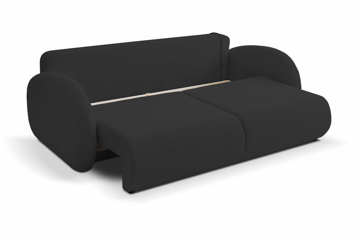 SOFA LOOP Schlaffunktion & Bettkasten PUR-Schaum Schwarze Kunststofffüße skandinavischer Stil lose Rückenkissen freistehend 234x112x86 cm Black - Schwarz, Holz/Textil (234/86/112cm) - DomoHome