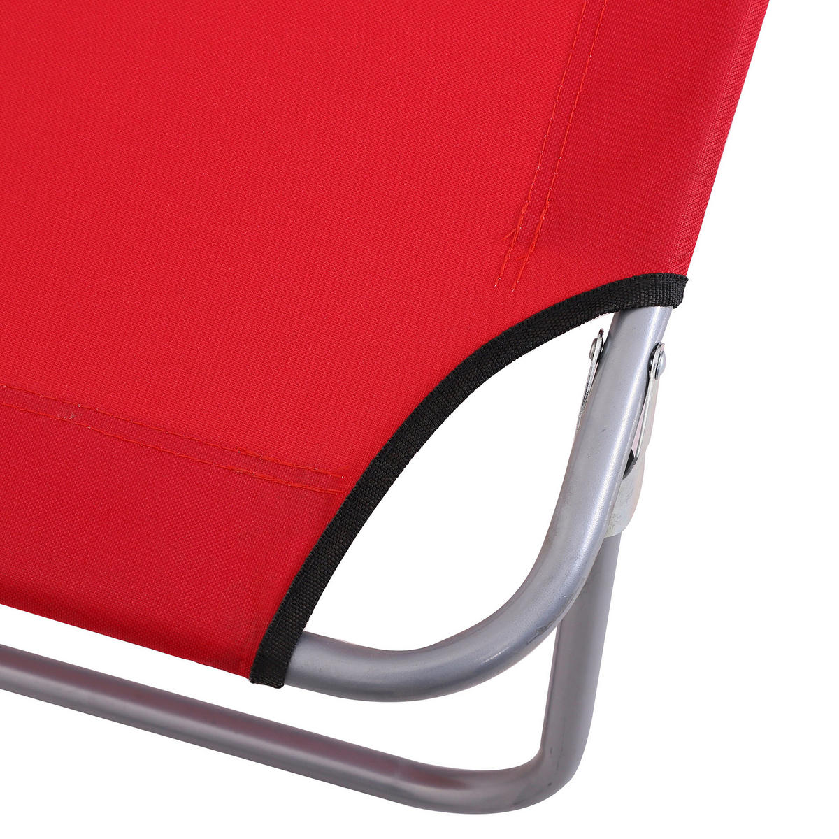SONNENLIEGE DE-07703 klappbar, mit Dach, 4-fach verstellbar Rot - Rot, Metall (58/36/187cm) - ComfortXL