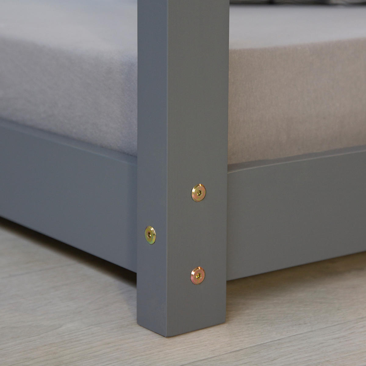 HAUSBETT 80/160 Grau mit Matratze und Lattenrost - Grau, Holz (88/137/166cm) - Homestyle4u