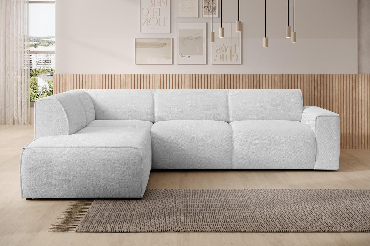 ECKSOFA L Form Didim Ivory 292/220/78 cm – großes Sofa stilvoll & bequem L - Greige/Champagner, Kunststoff/Textil (220/292cm) - AX Living