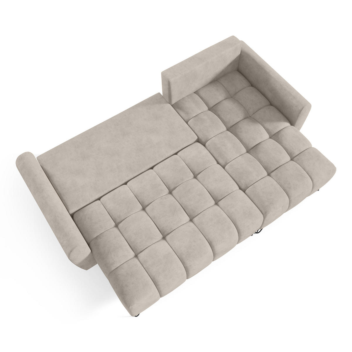 ECKSCHLAFSOFA Malaga Mini universeller Ottomane, Beige - Beige/Schwarz, Textil (222/148cm) - Beautysofa