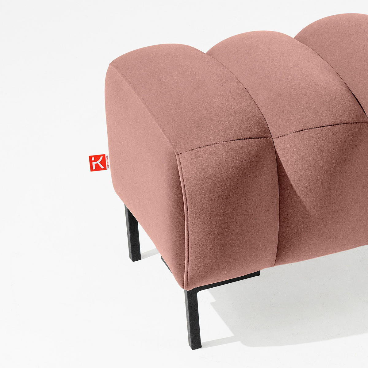 SITZHOCKER Polsterhocker PECCO, Veloursstoff - Beige/Schwarz, Holz/Textil (120/50/50cm) - KONSIMO®