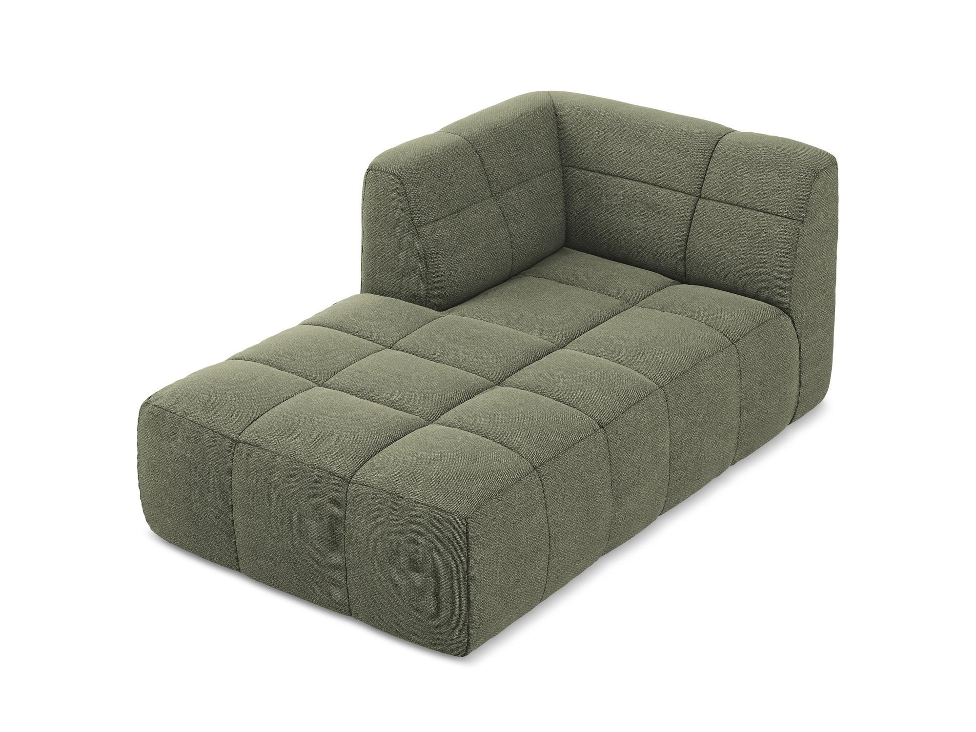 SOFAELEMENT Links Bouclé Stoff Grün - Schwarz/Olivgrün, Holzwerkstoff/Kunststoff (101/77/175cm) - Makamii