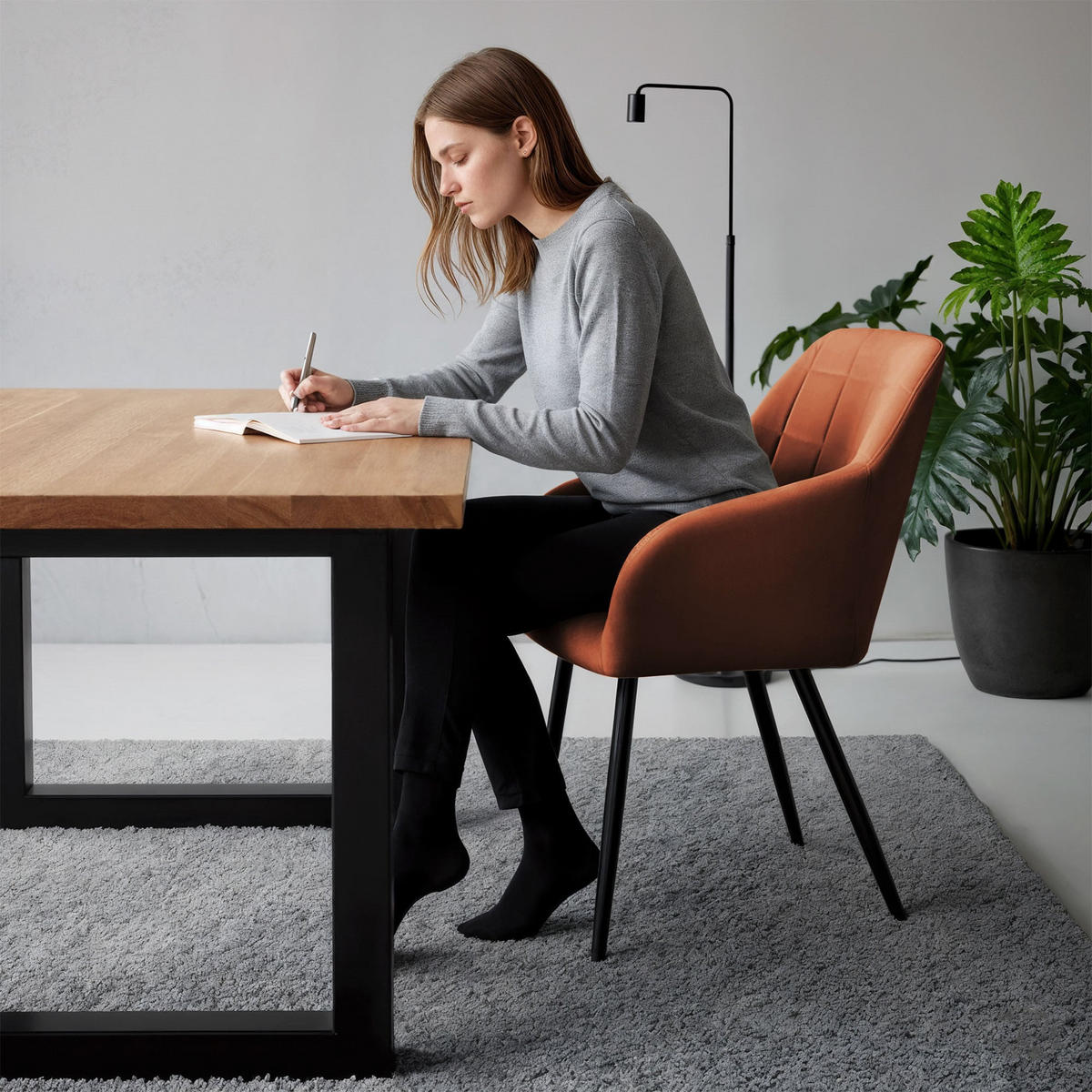 POLSTERSTUHL 4er Set, Metallbeine Bronze, Schwarz 54/82/58 - Schwarz, Textil (54/82/58cm) - RAUMHIRSCH FURNITURE