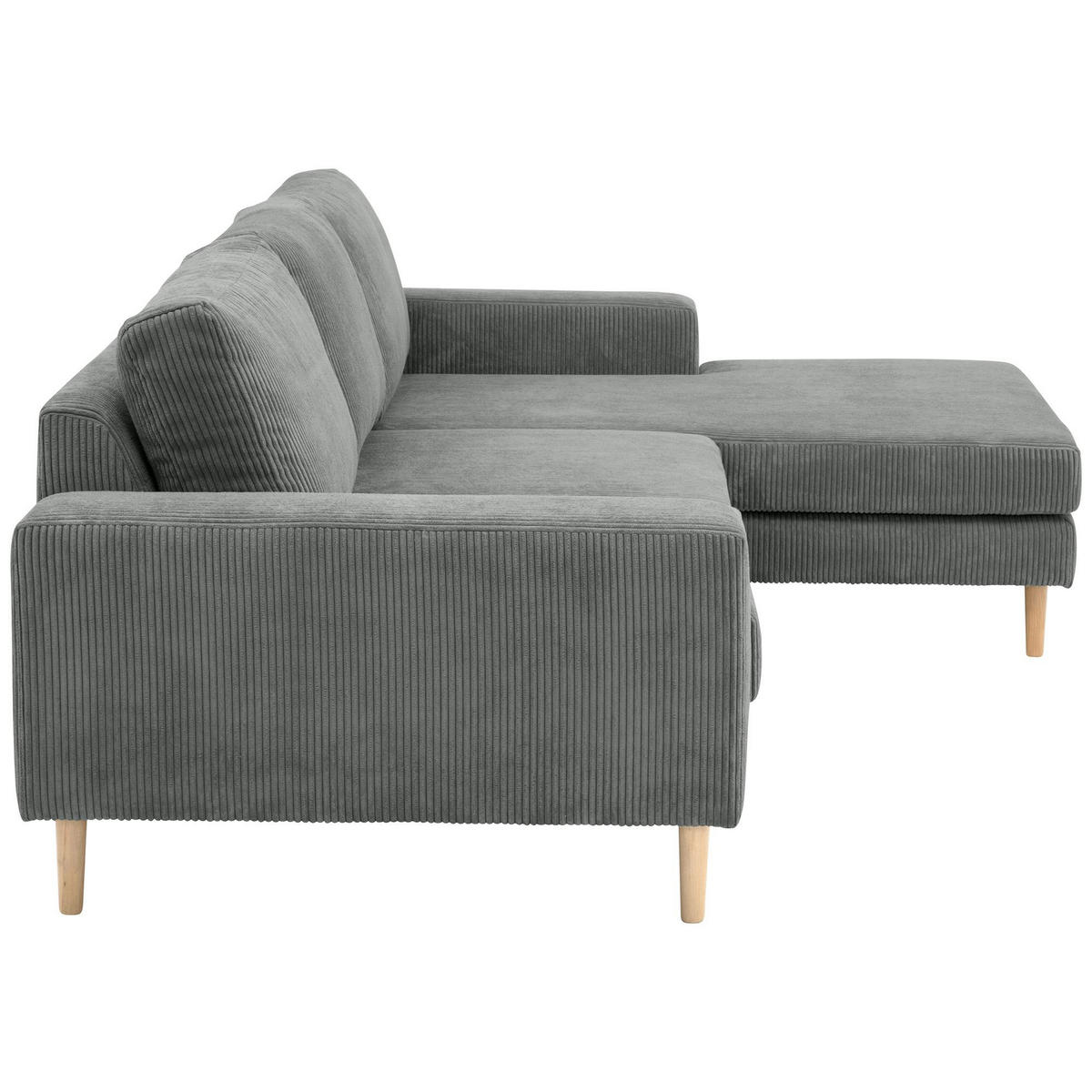 SOFA mit Longchair rechts Kaylynn Cordstoff anthrazit - Anthrazit, Kunststoff (175/294cm) - 58aufmkessel