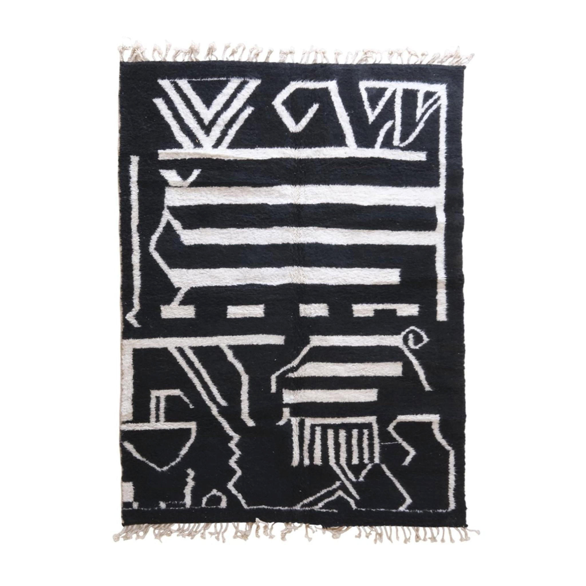 BERBERTEPPICH aus reiner Wolle 207x 298 cm - Schwarz, Naturmaterialien (207/298cm) - AFK Living