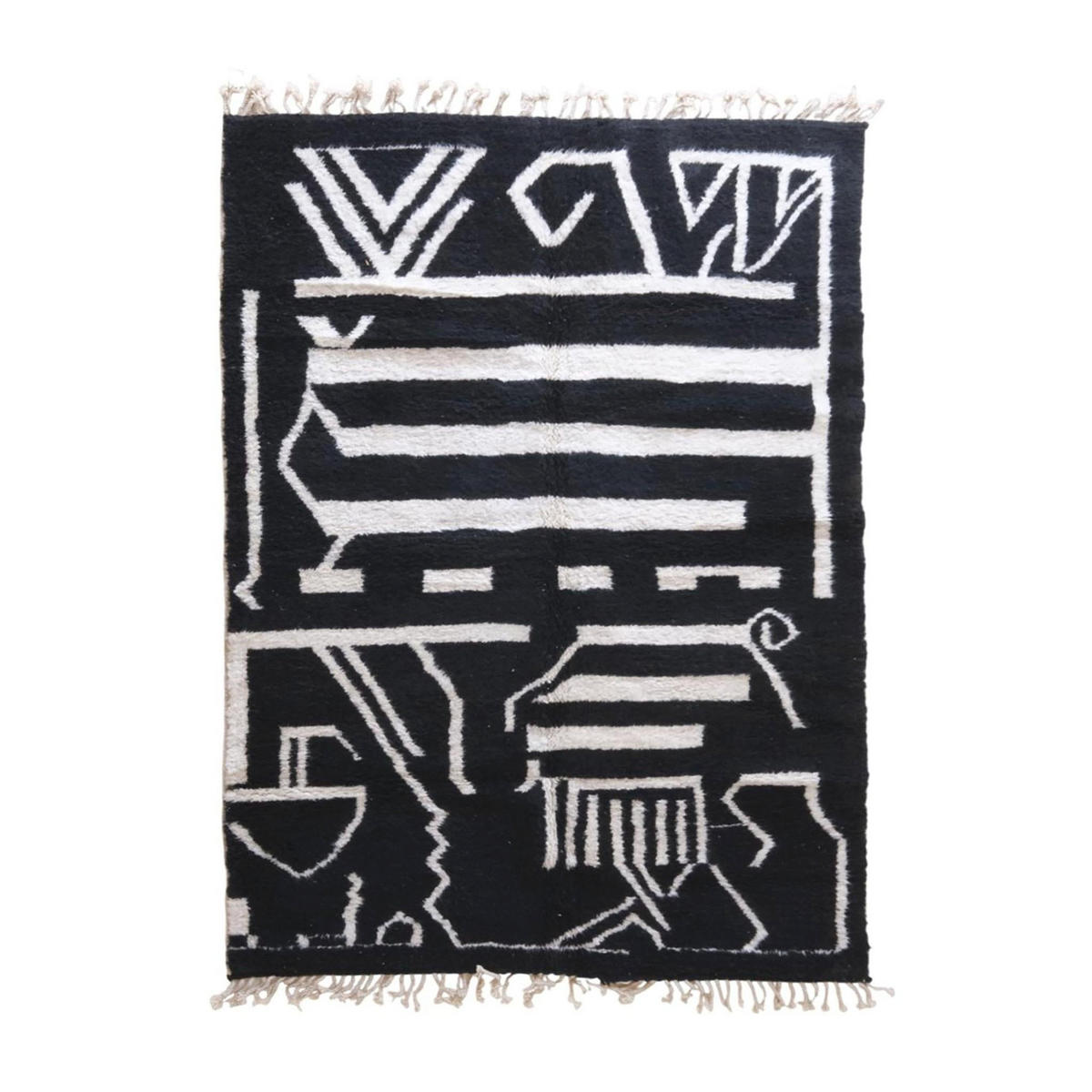 BERBERTEPPICH aus reiner Wolle 207x 298 cm - Schwarz, Naturmaterialien (207/298cm) - AFK Living