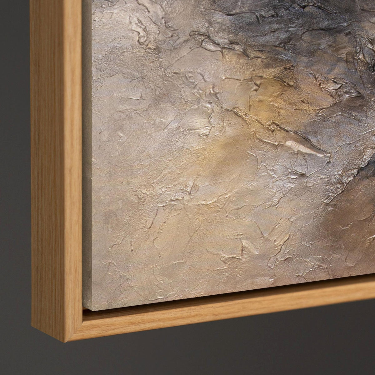 GEMÄLDE Dunkelheit und Morgendämmerung Schattenfugenrahmen Eichefarben 120x80 cm - Eichefarben, Holz (120/80cm) - YS-art gallery