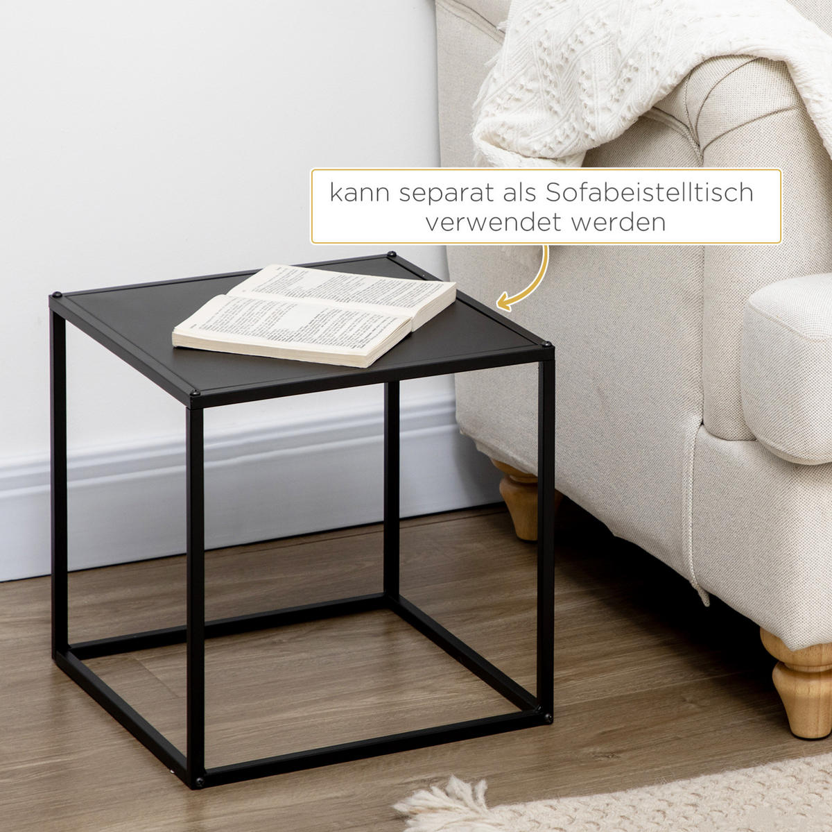COUCHTISCH-SET 40/40/40 cm schwarz flexibel kombinierbar aus Stahl - Schwarz, Metall (40/40/40cm) - OKWISH