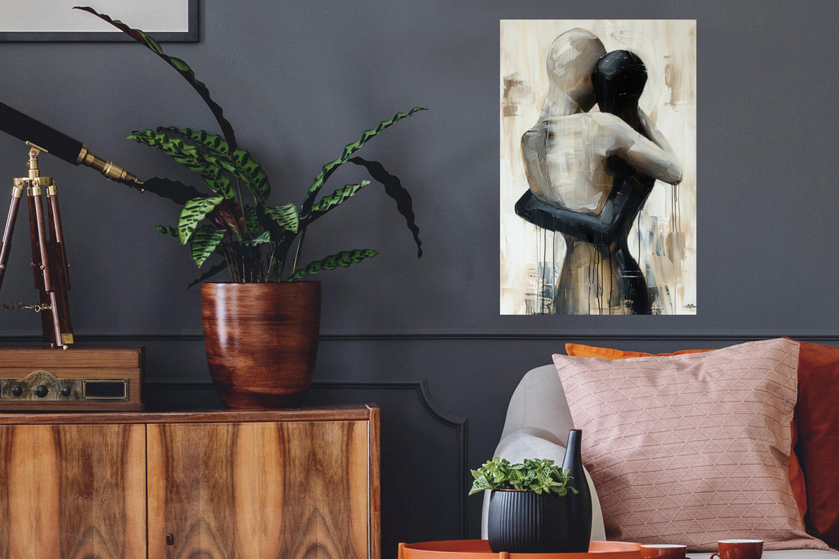 WANDTATTOO Abstrakt - Liebe - Schwarz und weiß - Modern 40x60 cm - Schwarz, Kunststoff (40/60/0.1cm) - MuchoWow