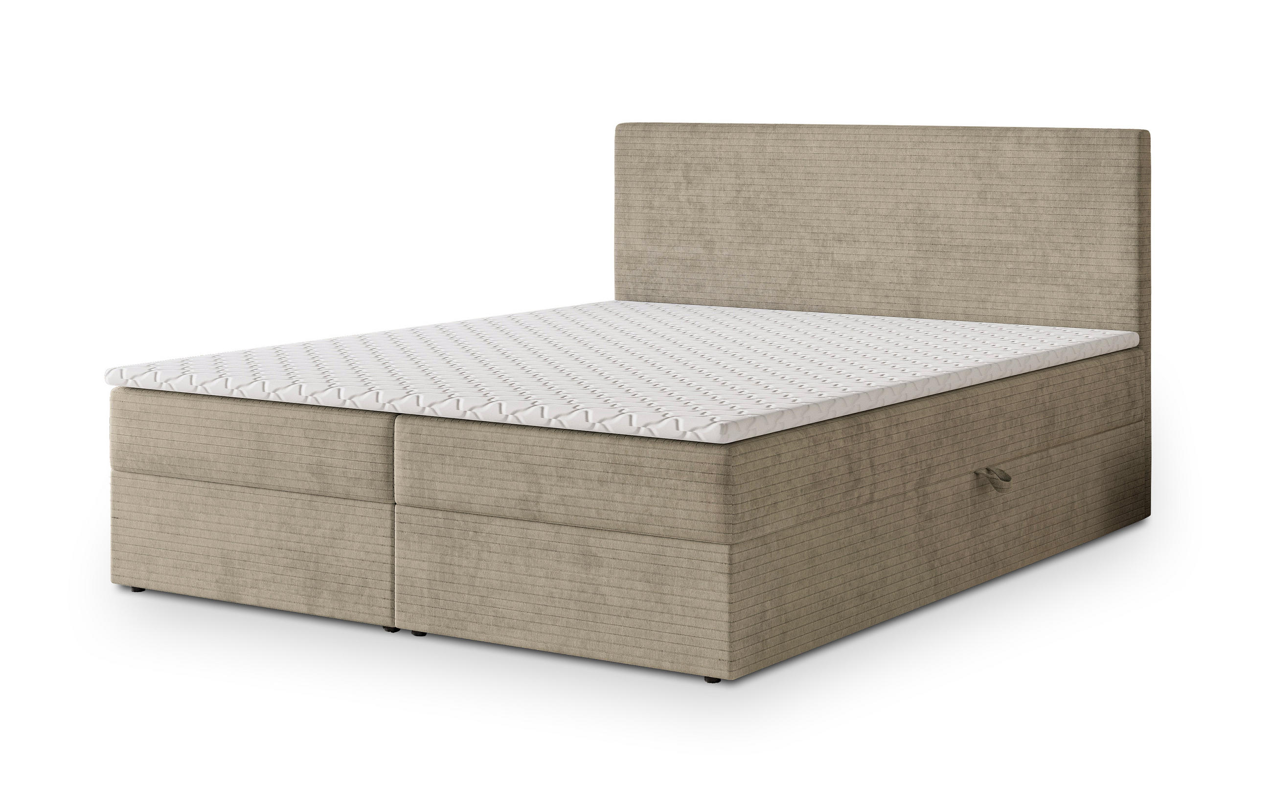 BOXBETT NIRA 180x200 cm mit Matratze und Topper - Beige - Beige, Holz (180/200cm) - MASSENO