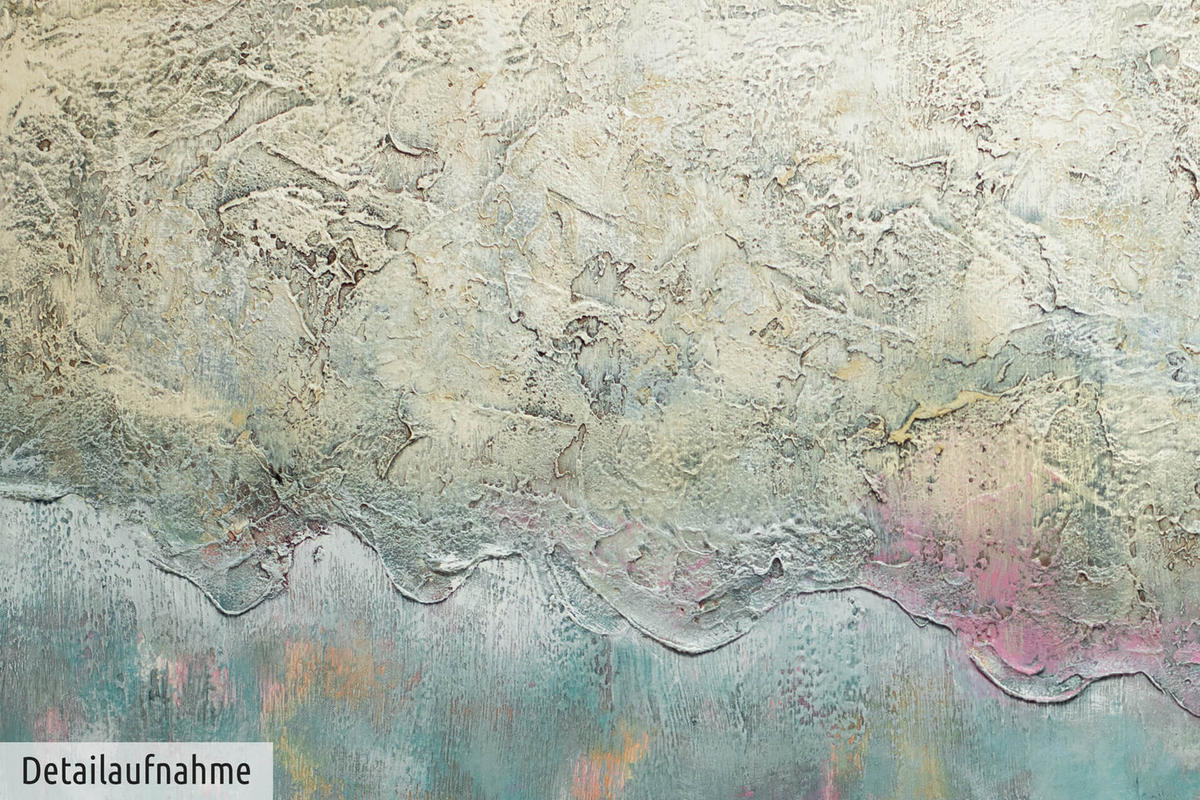 ÖLGEMÄLDE 120/80 cm - Türkis/Beige, Holz/Textil (120/80cm) - KUNSTLOFT