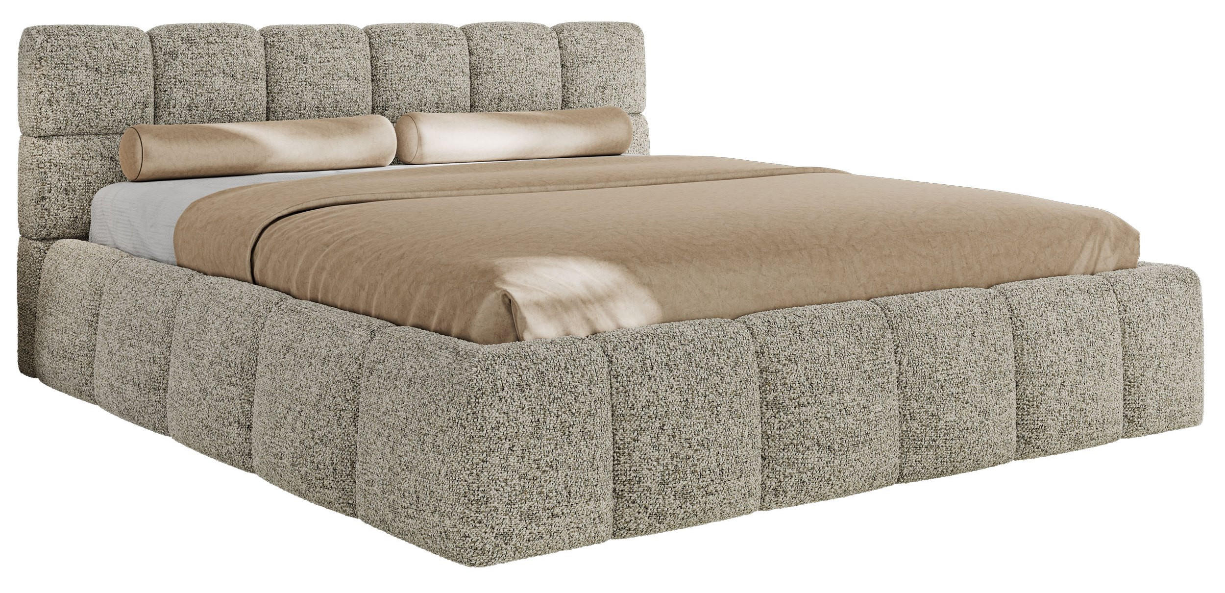 POLSTERBETT NIRA CLASSIC 160/200 - Beige Strukture - Pocket-Matratze - Beige, Textil (160/200cm) - MKS