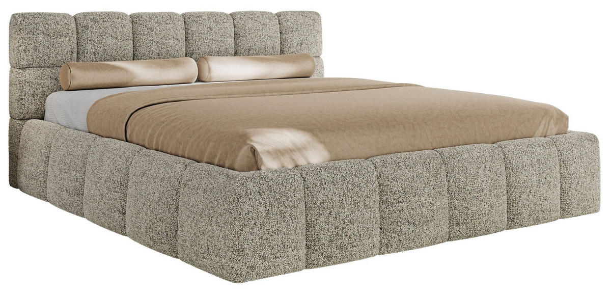 POLSTERBETT NIRA CLASSIC 160/200 - Beige Strukture - Pocket-Matratze - Beige, Textil (160/200cm) - MKS