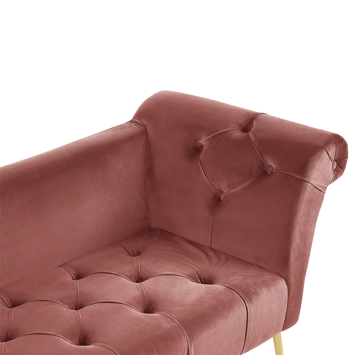 CHAISELONGUE Samtstoff rosa/gold Nantilly - Pink, Textil (175/76/70cm) - Beliani