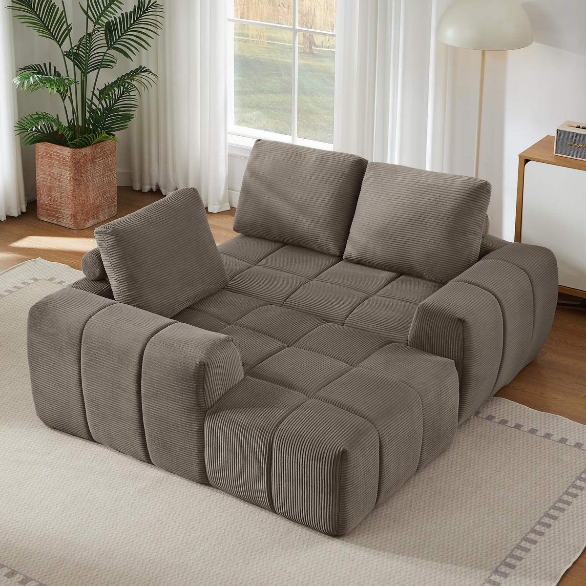 ECKSOFA Cord Taupe - Taupe, Textil (255/162cm) - WISHDOR
