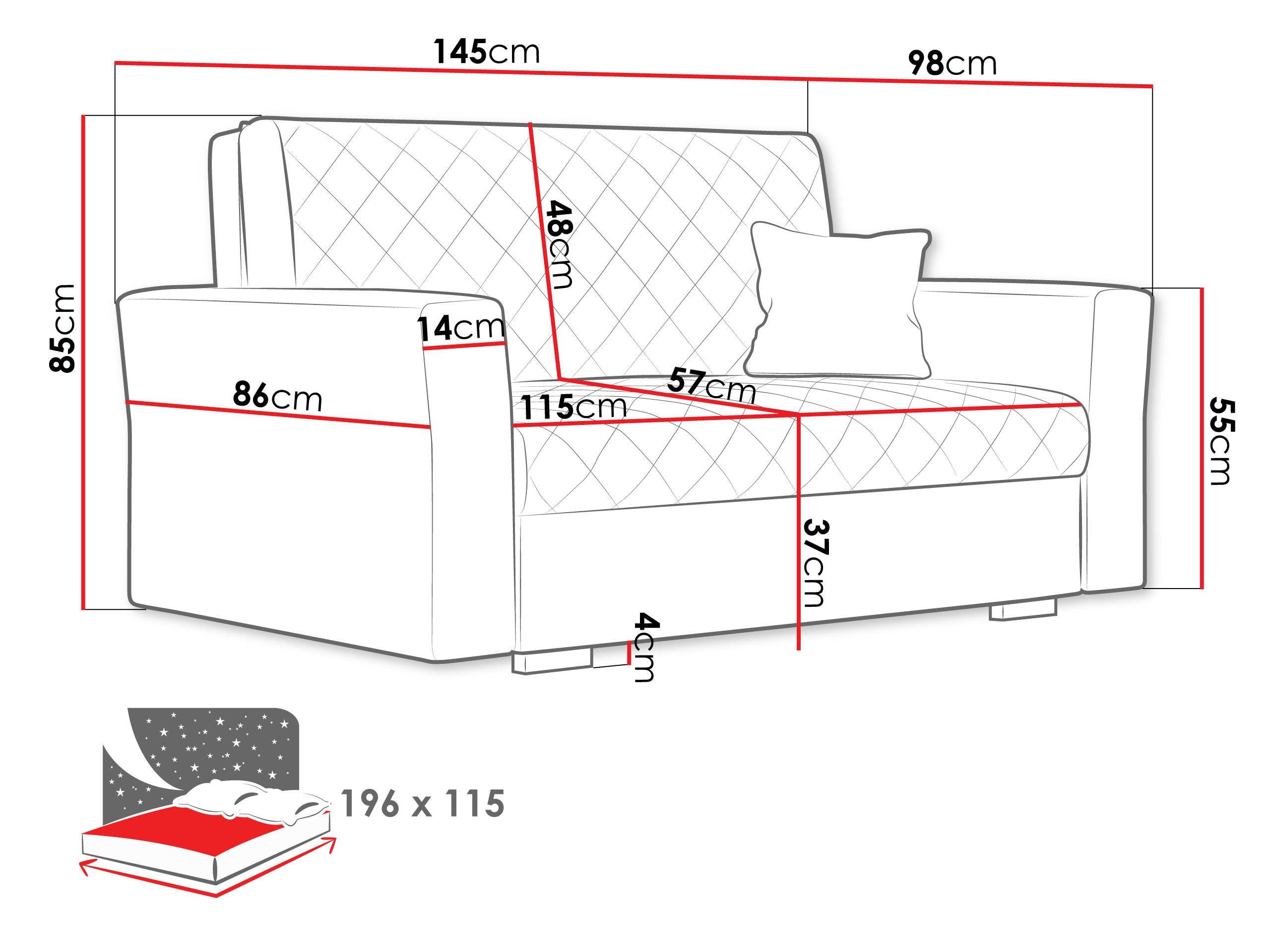 Thumbnail - Mirjan24 Schlafsofa, Greige, Textil, 2-Sitzer, Rechteckig, 145x85x98 cm, Wohnzimmer, Sofas & Couches, Schlafsofas