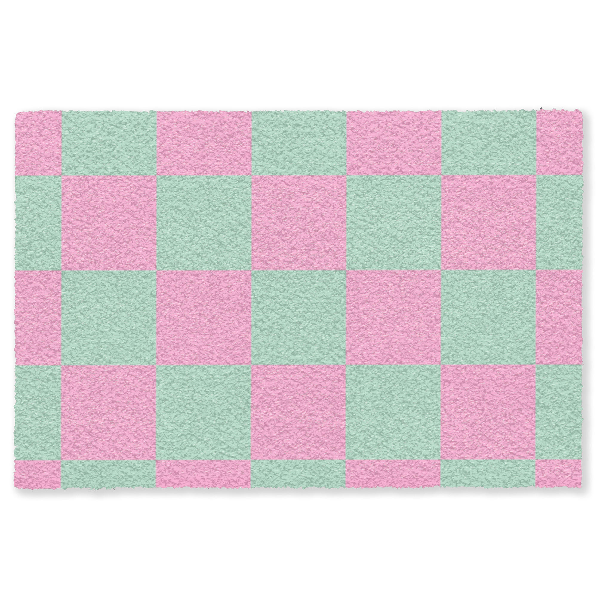 FUSSMATTE Schachbrettmuster - Grün - Rosa - Würfel Fußabtreter 180x120 cm - Mintgrün, Kunststoff (180/120cm) - MuchoWow
