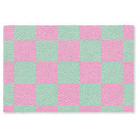 FUSSMATTE Schachbrettmuster - Grün - Rosa - Würfel Fußabtreter 180x120 cm - Mintgrün, Kunststoff (180/120cm) - MuchoWow