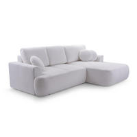 ECKSOFA VELOS Ecru L - Rechts Bouclé - Ecru/Schwarz, Kunststoff/Textil (260/168cm) - Luxkor24