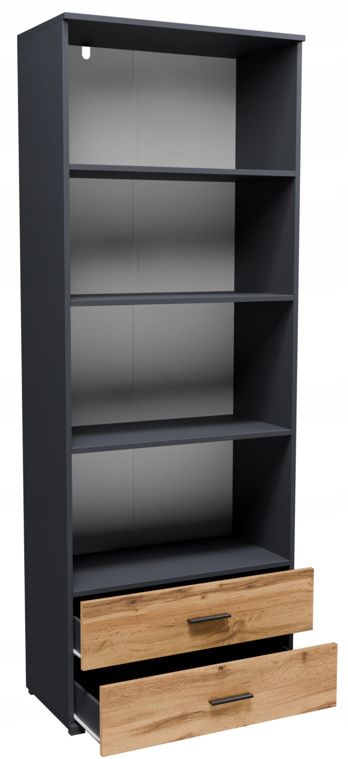 BÜCHERREGAL CR3-ST4 Graphit-Wotan Eiche 69/34/180 cm - Eiche Wotan/Graphitfarben, Holzwerkstoff (69/180/34cm)