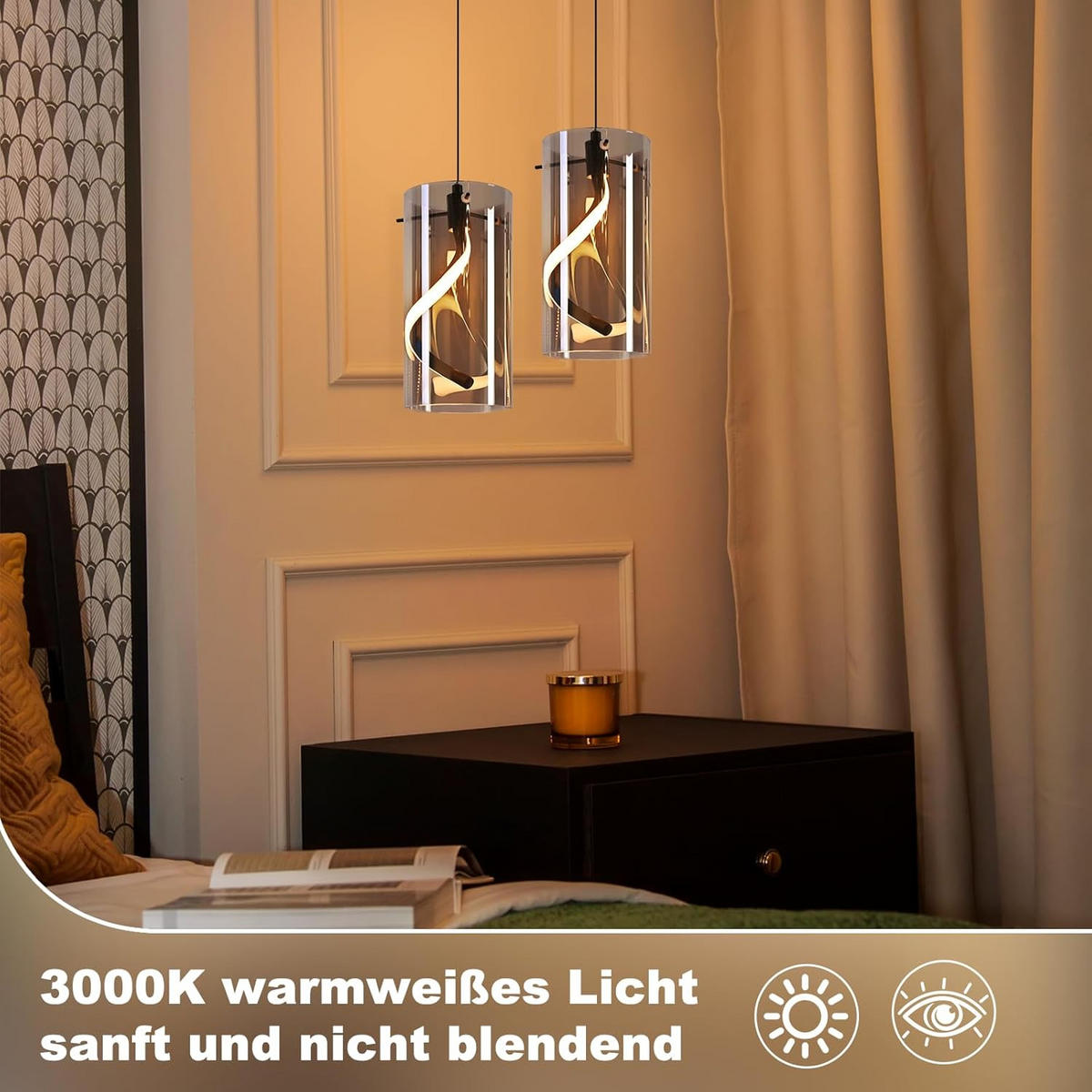 ZÁVĚSNÉ LED světlo Castrop III 12/12/150 cm - černá, kov (12/12/150cm) - Nettlife