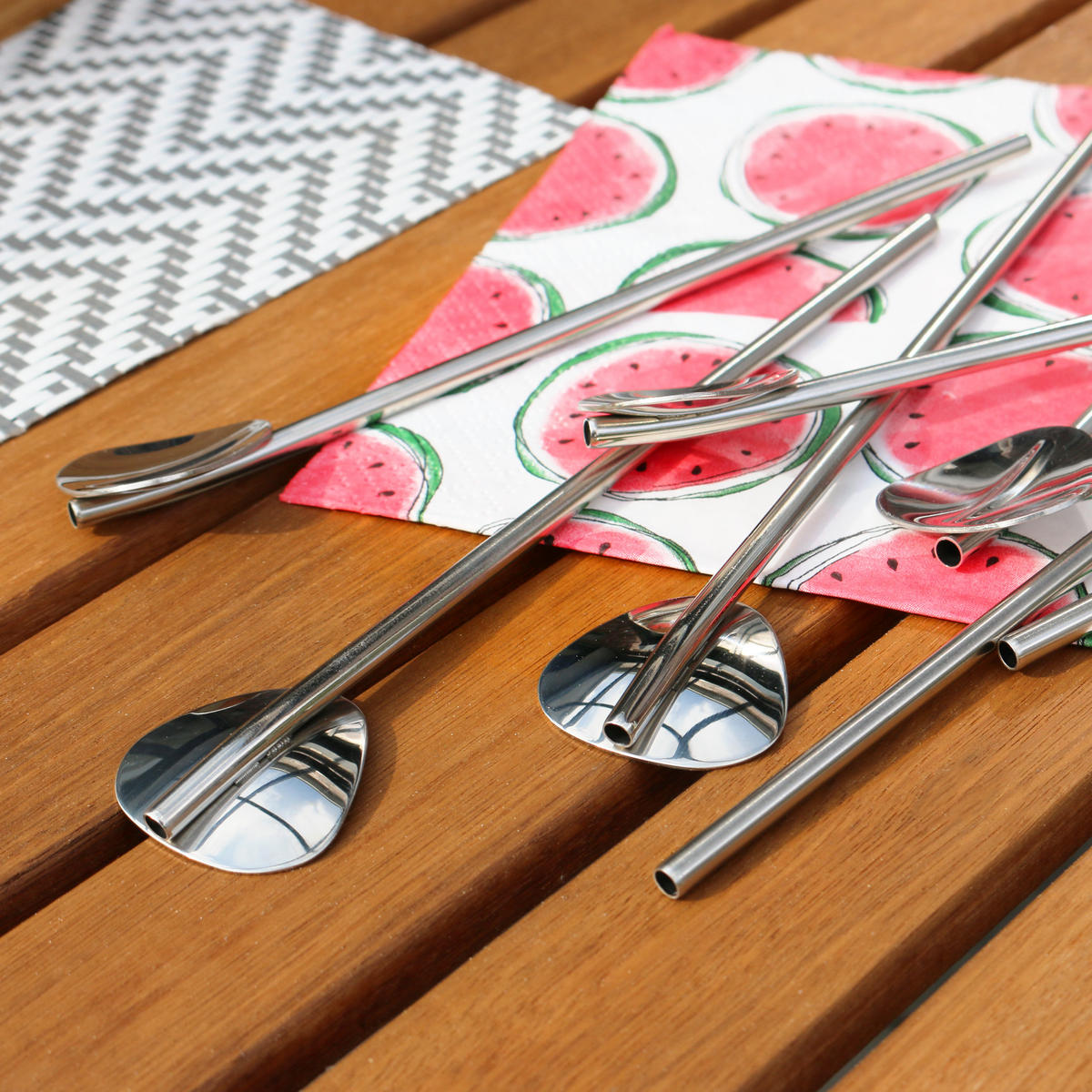 TRINKHALM-LÖFFEL 12er-Set, silber, Edelstahl - Edelstahlfarben, Metall (0.4/18.5cm) - bremermann