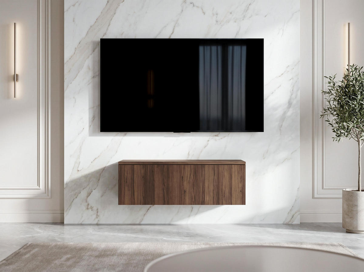 LOWBOARD Barvo 100 Nussbaum Warmia 100/34/32 cm – hängendes TV-Board - Nussbaumfarben, Holzwerkstoff (100/34/32cm) - AX Living