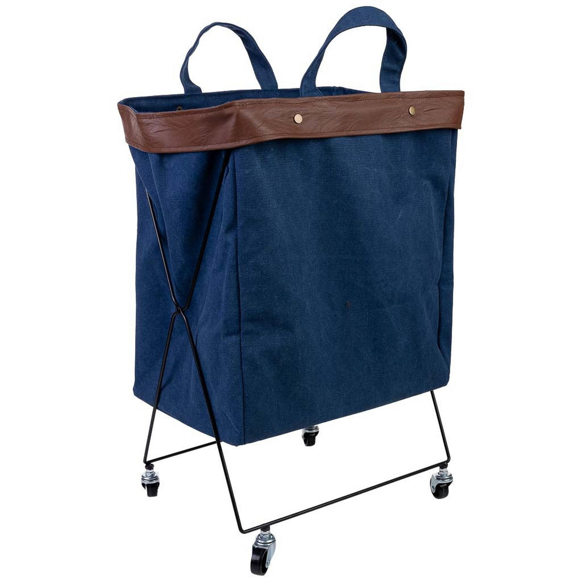 WÄSCHEKORB aus metall 41x32x58cm - Blau, Textil (43/60/34cm) - Wanderlust