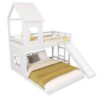 ETAGENBETT 90/200 cm und 140/200 cm Weiß mit Rutsche aus Kiefer und MDF - Weiß, Holzwerkstoff (90/200cm) - OKWISH