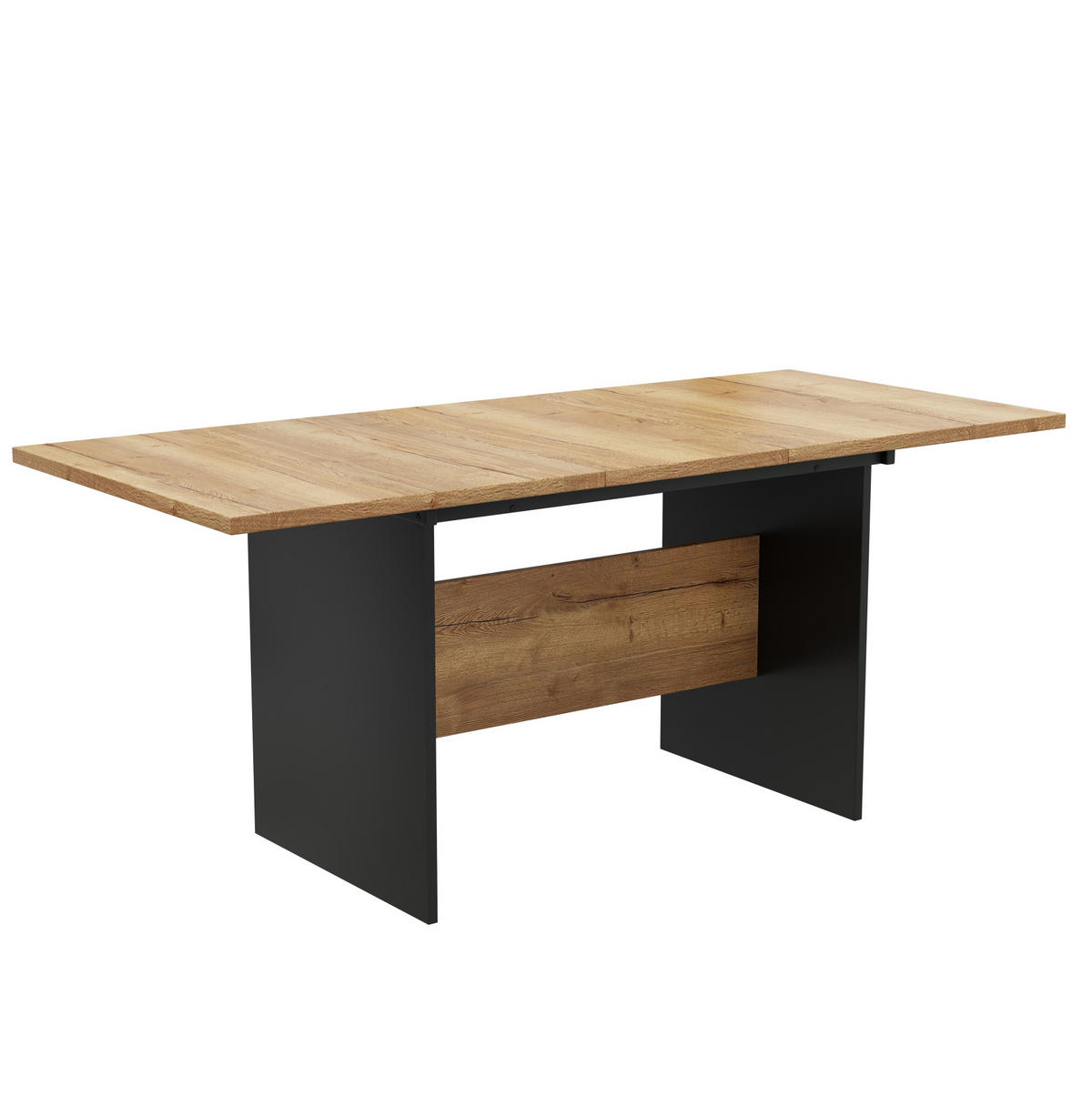 ESSTISCH 140/180/80 cm in Dunkelwalnuss/Schwarz aus MDF, ausziehbar - Schwarz, Holzwerkstoff (180/75/80cm) - Flora Grace