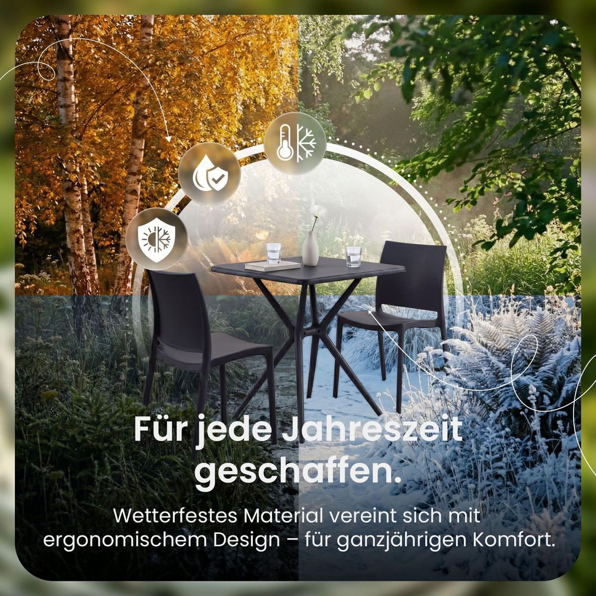 GARTENSITZGRUPPE 2 Kunststoff Schwarz - Schwarz, Kunststoff - CLP