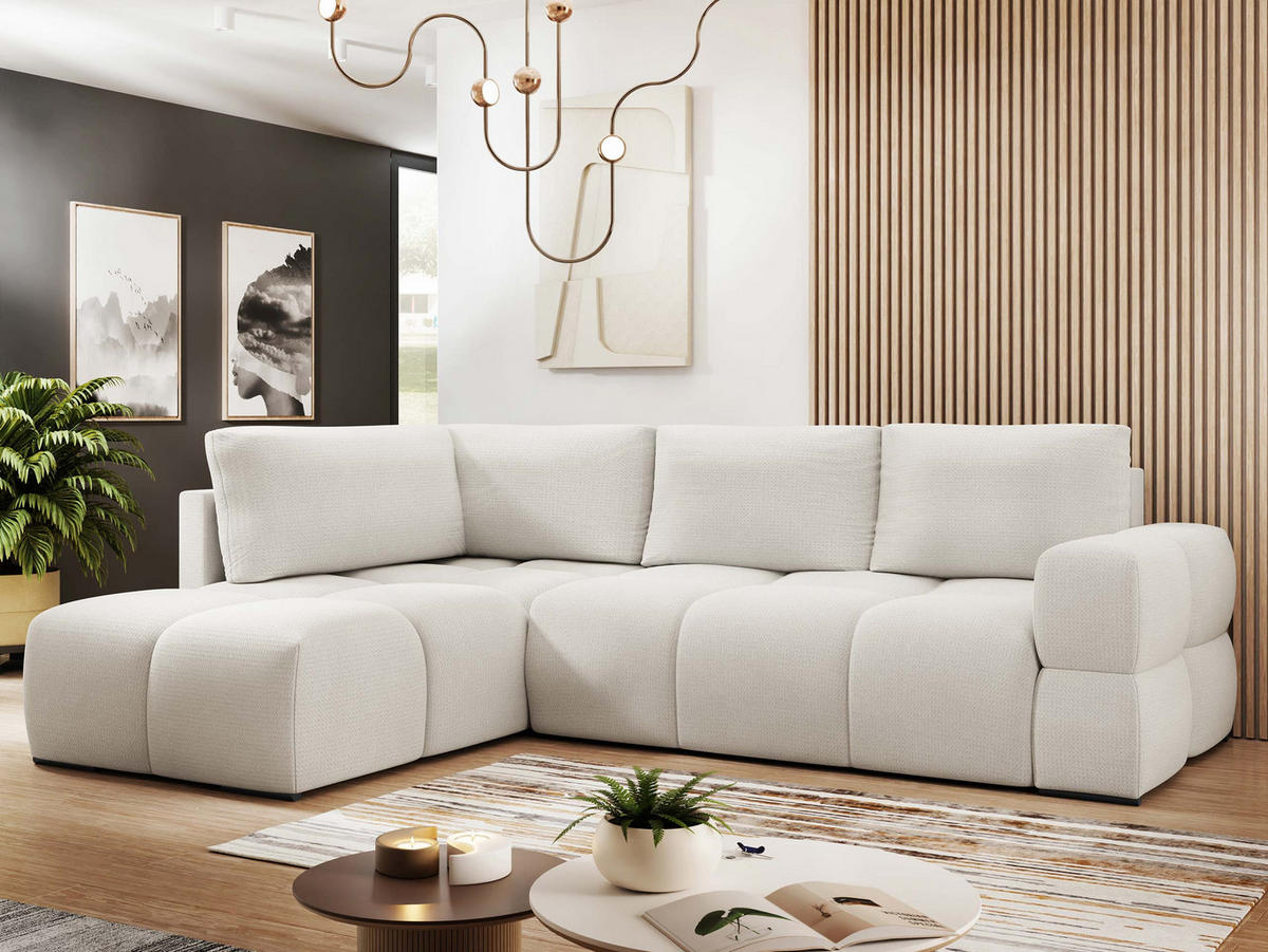ECKSOFA Taremi - Creme/Schwarz, Holz/Kunststoff (267/185cm) - MIRJAN24