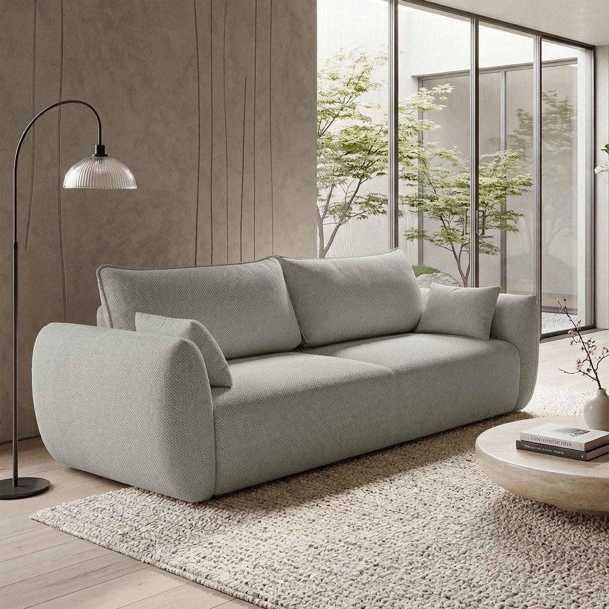 3-SITZER SCHLAFSOFA Zordo Chenille Graubeige - Taupe/Schwarz, Kunststoff/Textil (238/91/102cm) - Selsey