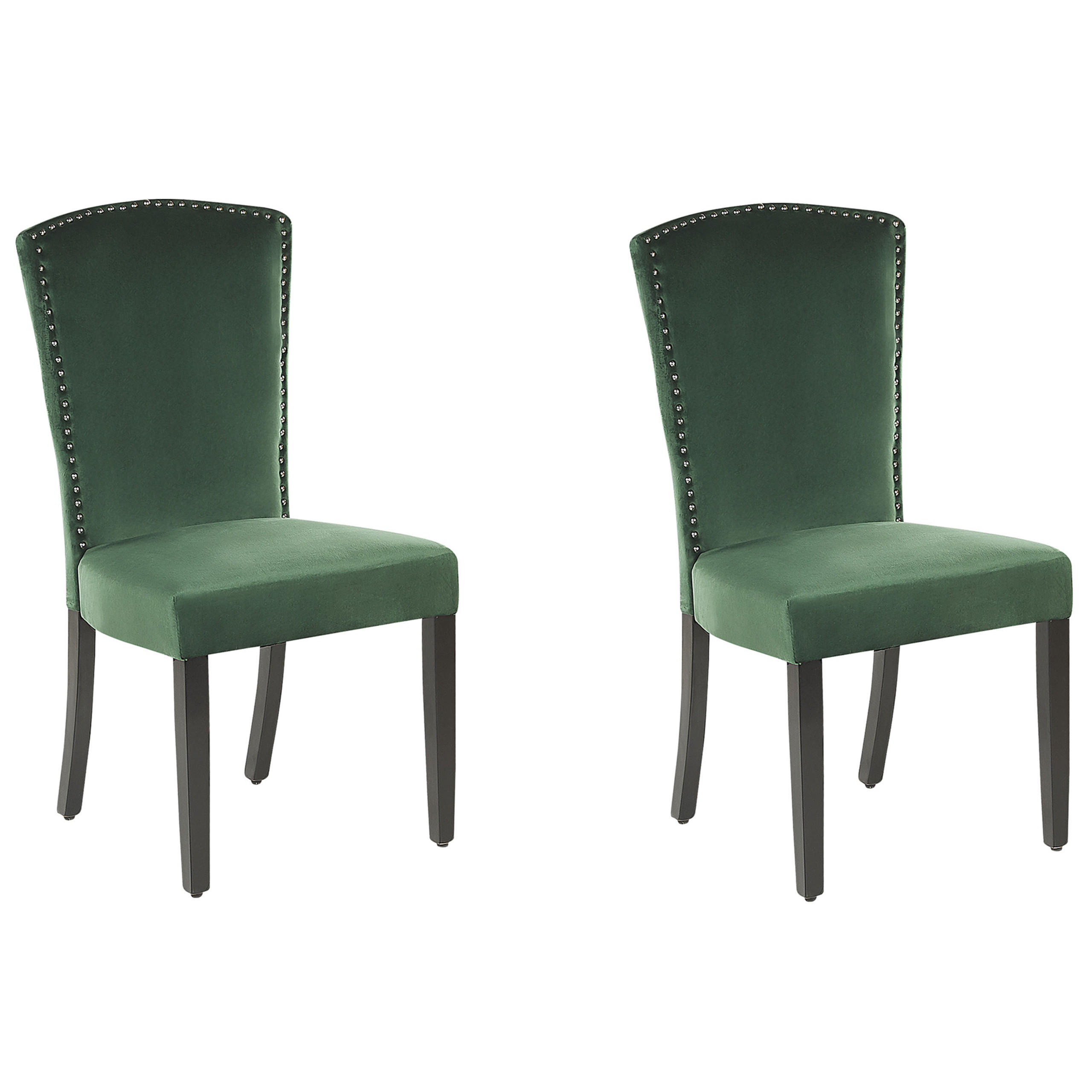 ESSZIMMERSTUHL 2er-Set Samtstoff Grün Piseco - Grün, Holz/Textil (48/97/62cm) - Beliani