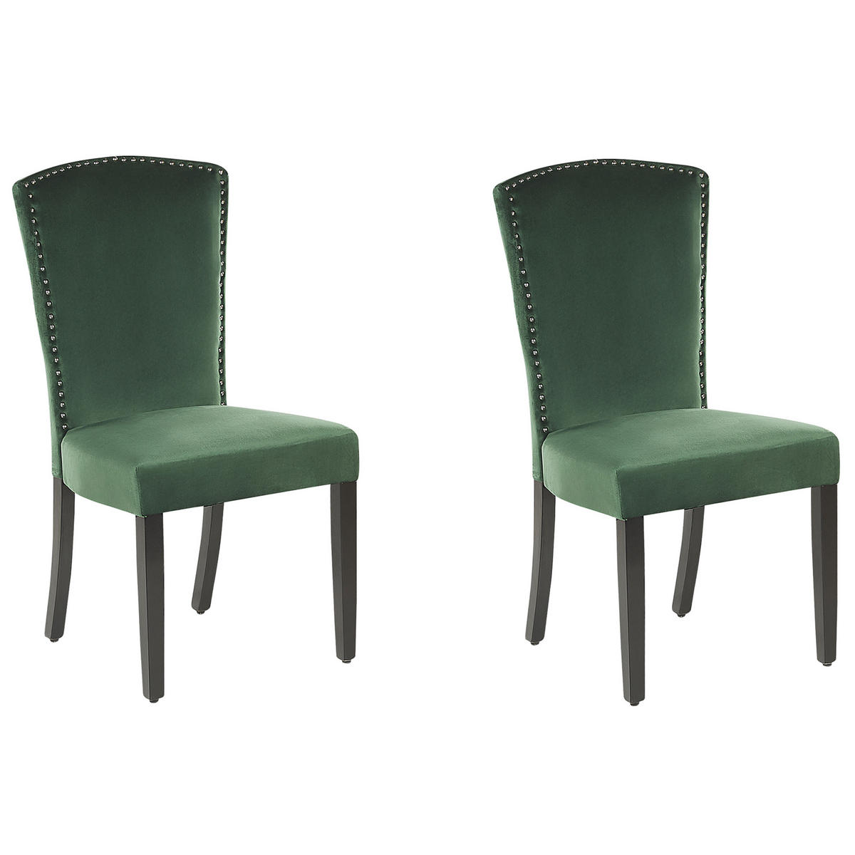 ESSZIMMERSTUHL 2er-Set Samtstoff Grün Piseco - Grün, Holz/Textil (48/97/62cm) - Beliani
