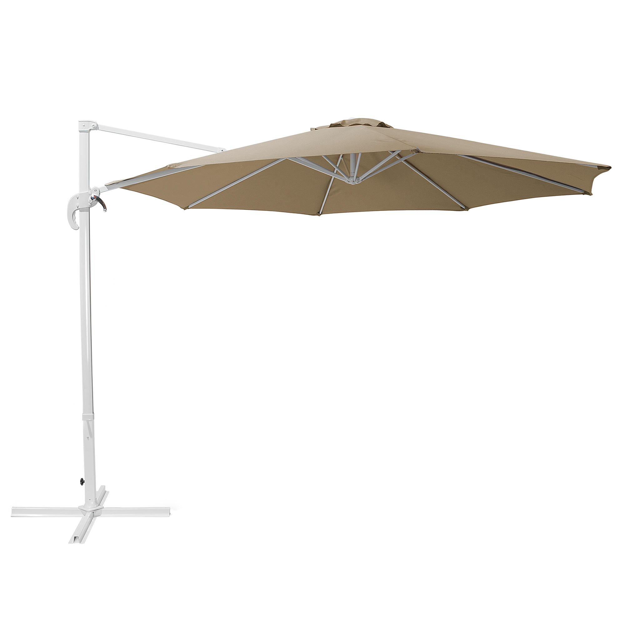 AMPELSCHIRM sandbeige/weiß 300 cm Savona - Beige/Weiß, Textil (300/300cm) - Beliani