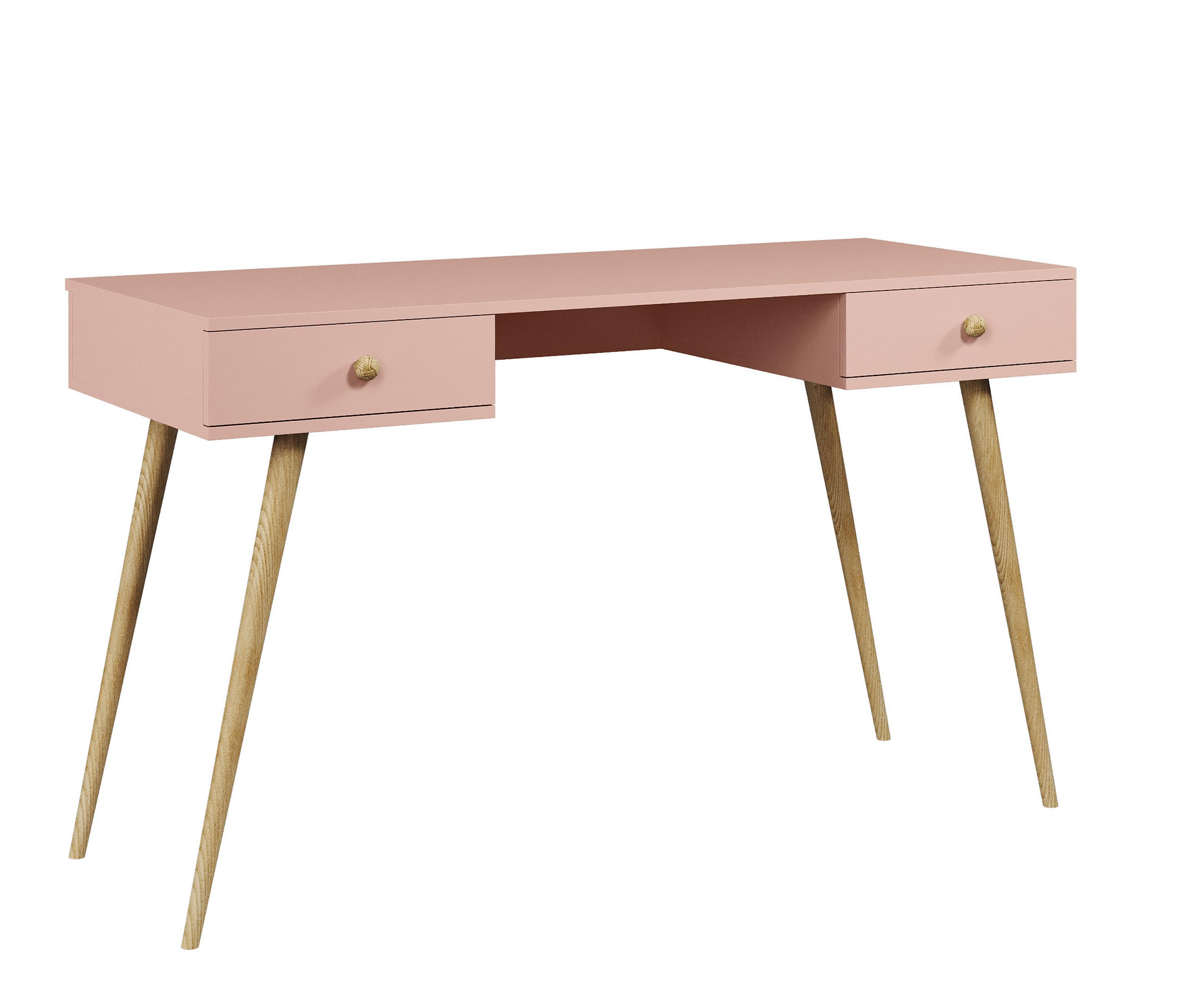 SCHREIBTISCH Rosa Skandinavischer Stil Mit Schubladen - Rosa, Holzwerkstoff (135/135/79cm) - Sepro Meble