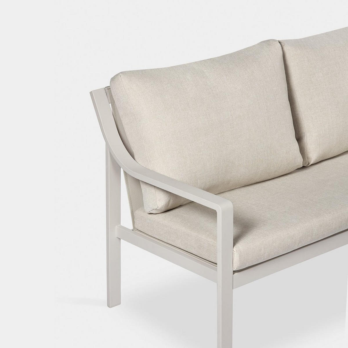 GARTEN-SET mit 2-Sitzer-Sofa und Couchtisch aus beigem Aluminium Niran - Beige, Metall - Klast Home